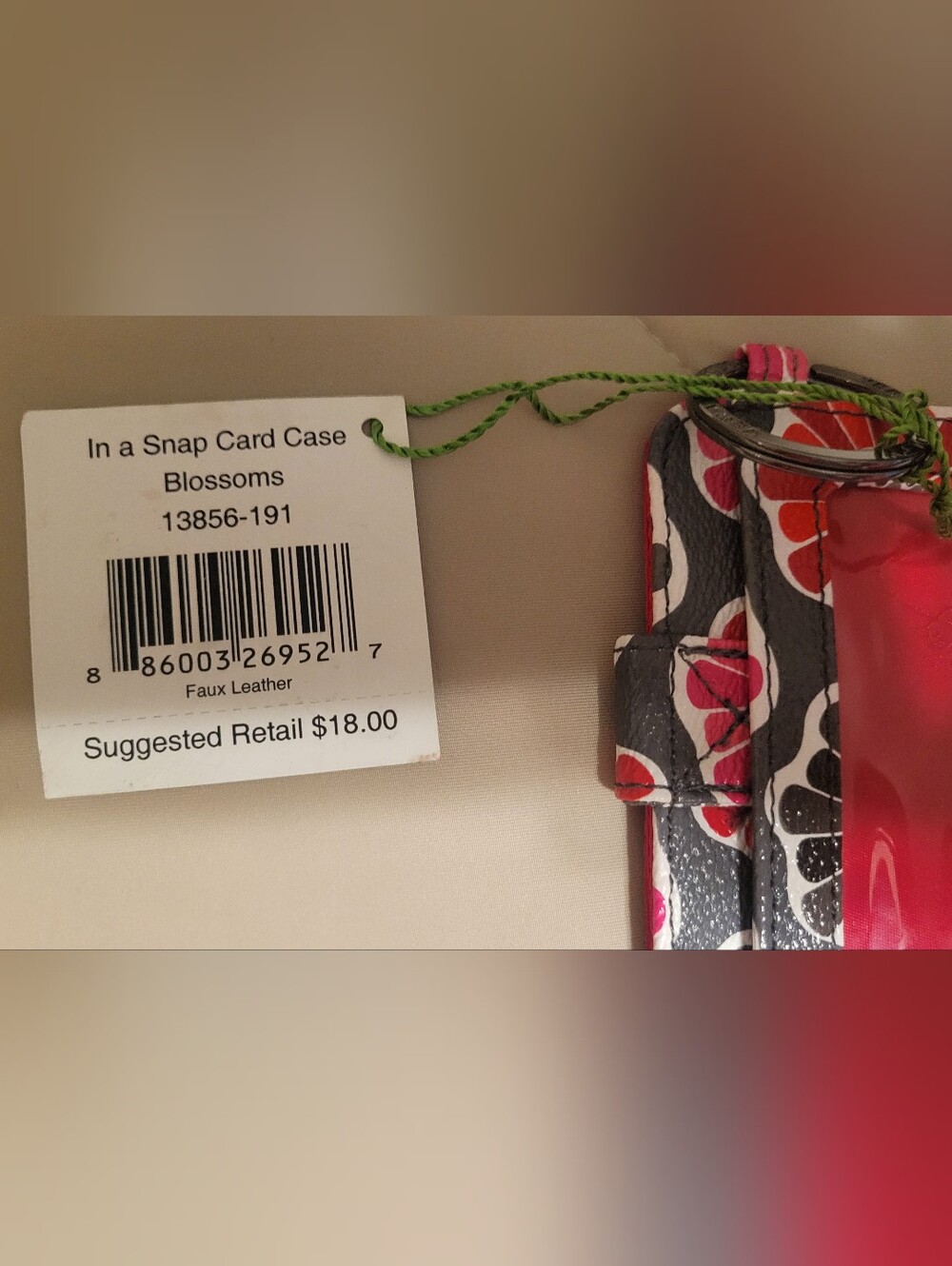 Vera Bradley Faux Leather "In a Snap" Card Case With Key Ring In Blossoms NWT - Picture 3 of 3